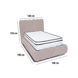 Combo Base Cama y Cabecero Praga Beige 140x40cm para Colchón Doble 140 X 190 Cm con Colchón