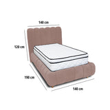 Combo Base Cama y Cabecero Praga Camel 140x40cm para Colchón Doble 140 X 190 Cm con Colchón