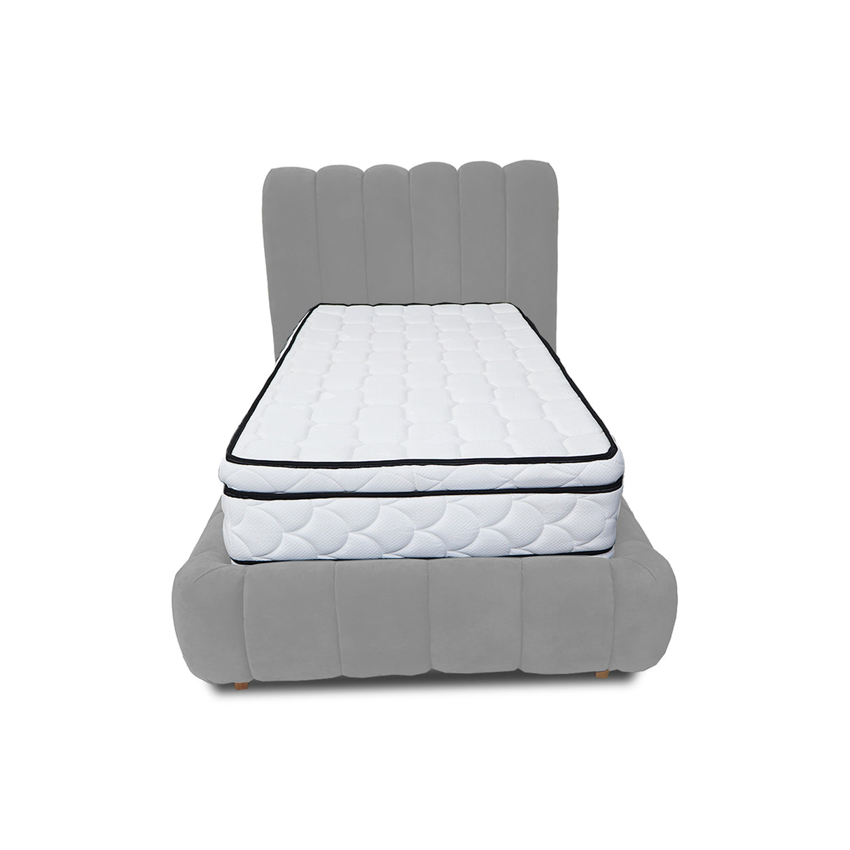 Combo Base Cama y Cabecero Praga Gris 140x40cm para Colchón Doble 140 X 190 Cm con Colchón