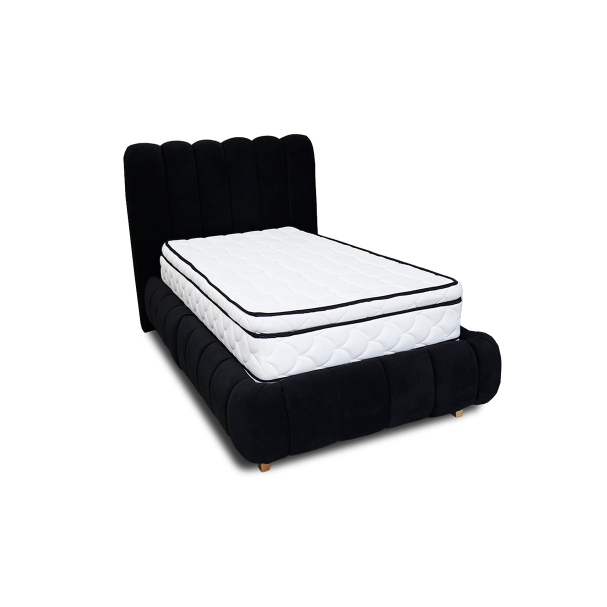 Combo Base Cama y Cabecero Praga Negro 140x40cm para Colchón Doble 140 X 190 Cm con Colchón
