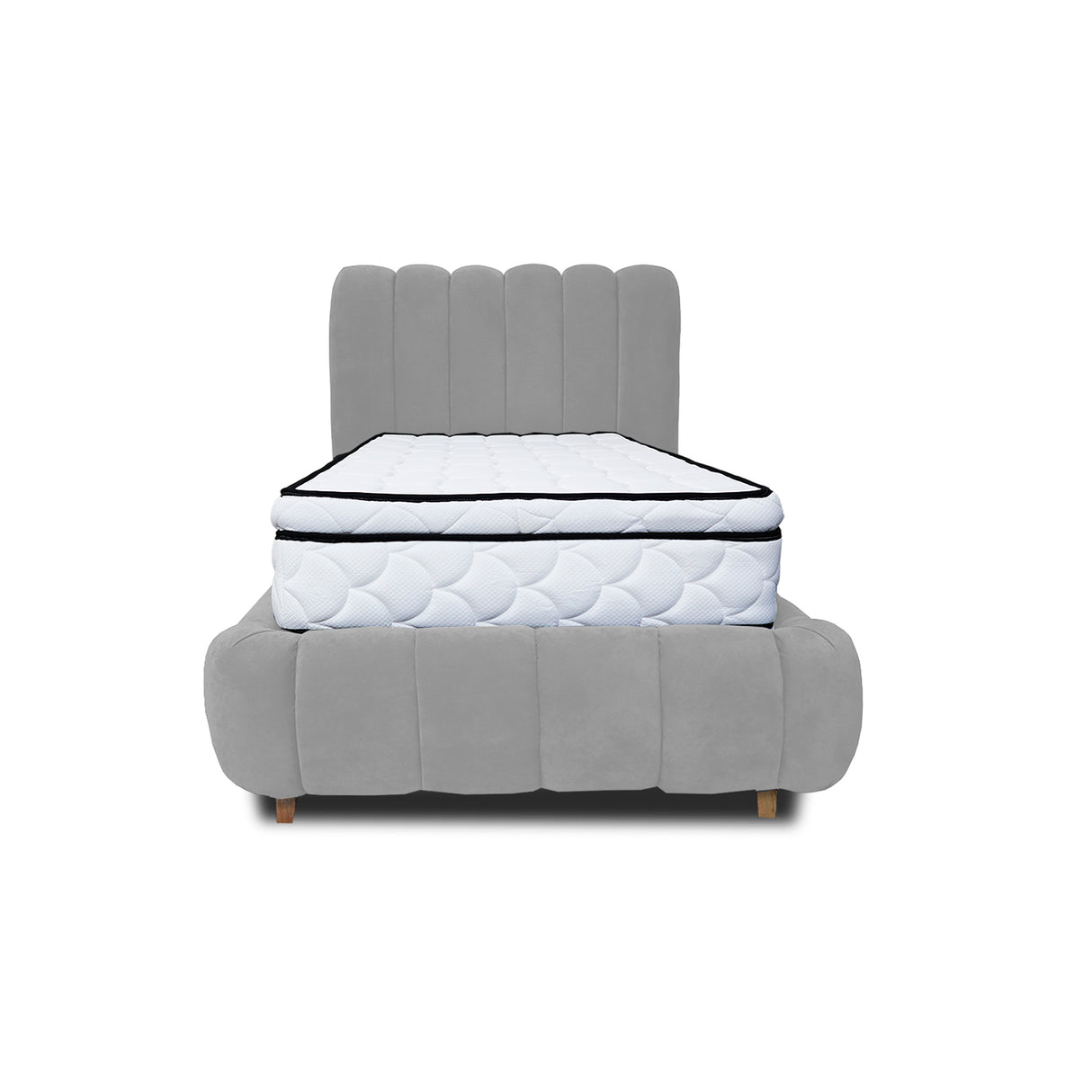 Combo Base Cama y Cabecero Praga Gris 160x40cm para Colchón Doble 140 X 190 Cm con Colchón