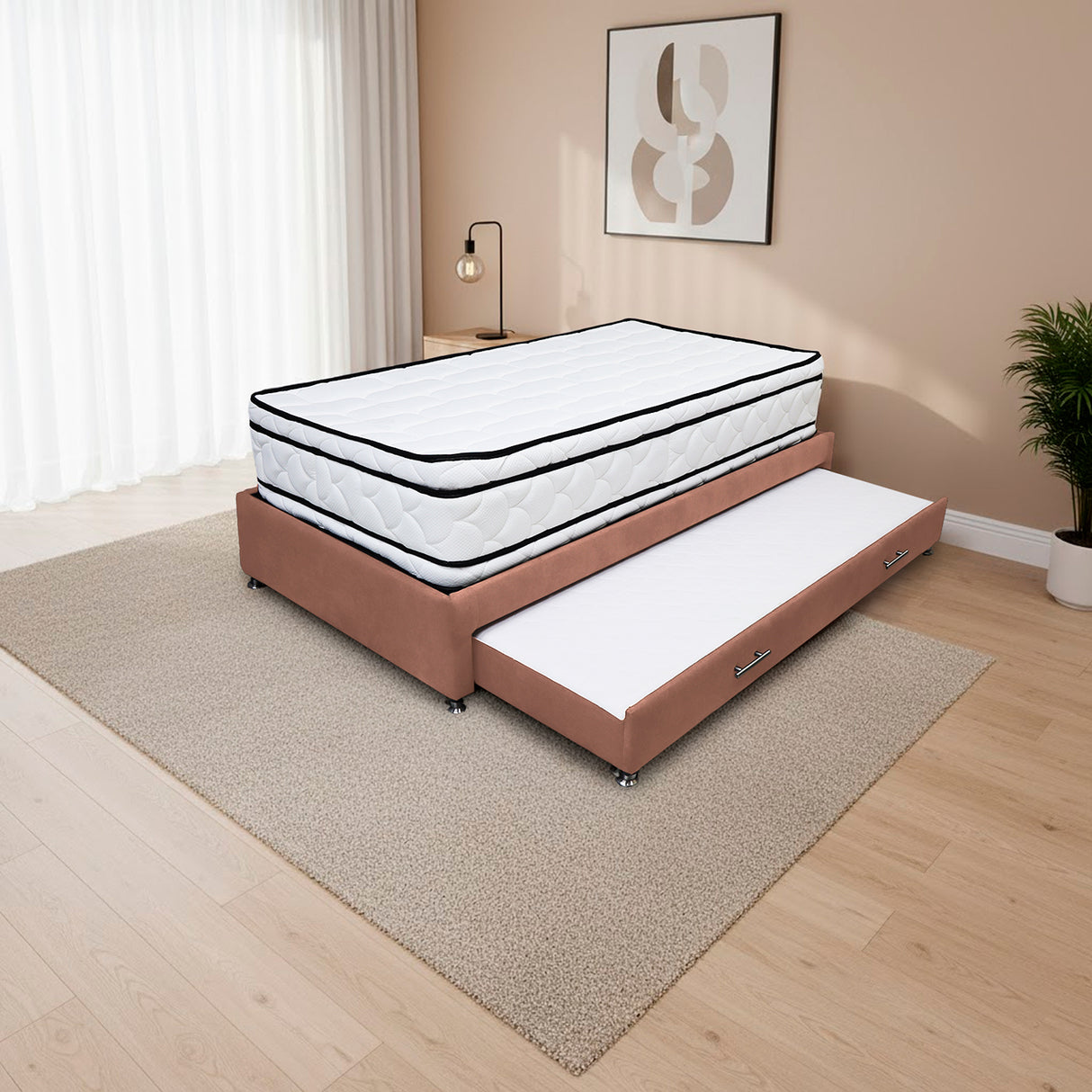 Combo Cama Tarima y Colchón Nube Camel 100x35cm para Colchón Sencillo 100 X 190 Cm sin Cabecero