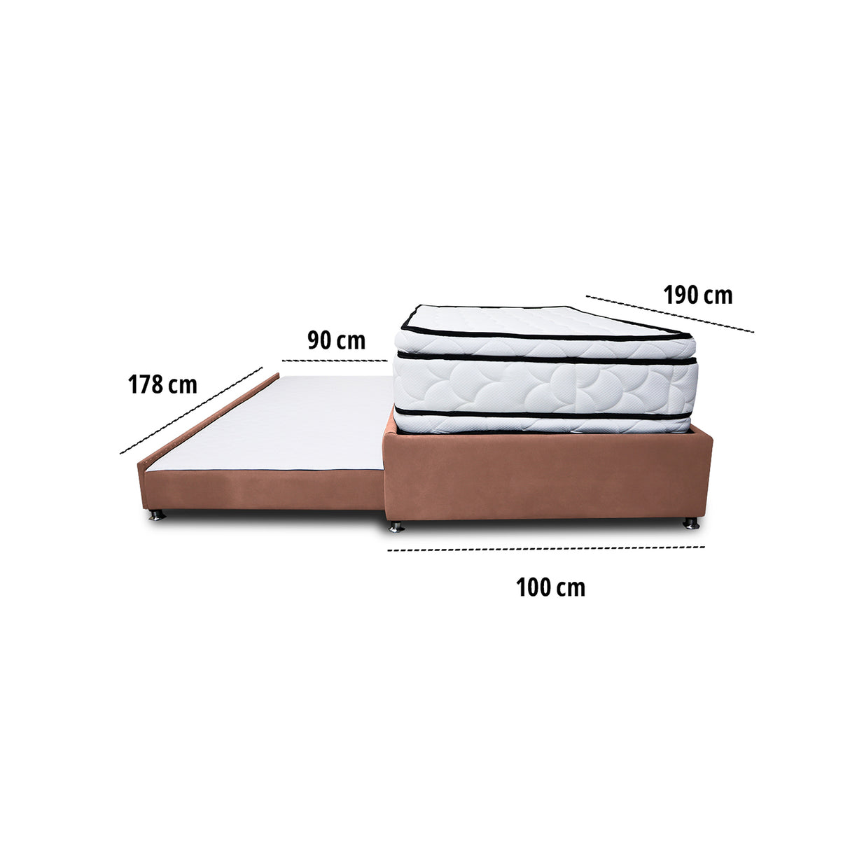 Combo Cama Tarima y Colchón Nube Camel 100x35cm para Colchón Sencillo 100 X 190 Cm sin Cabecero