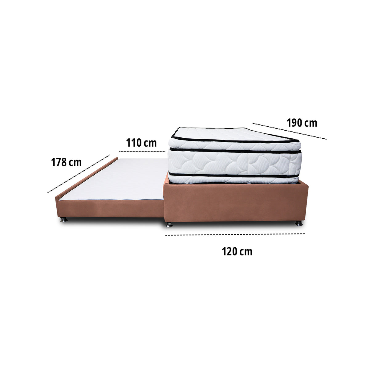 Combo Cama Tarima y Colchón Nube Camel 120x35cm para Colchón Semidoble 120 X 190 Cm sin Cabecero