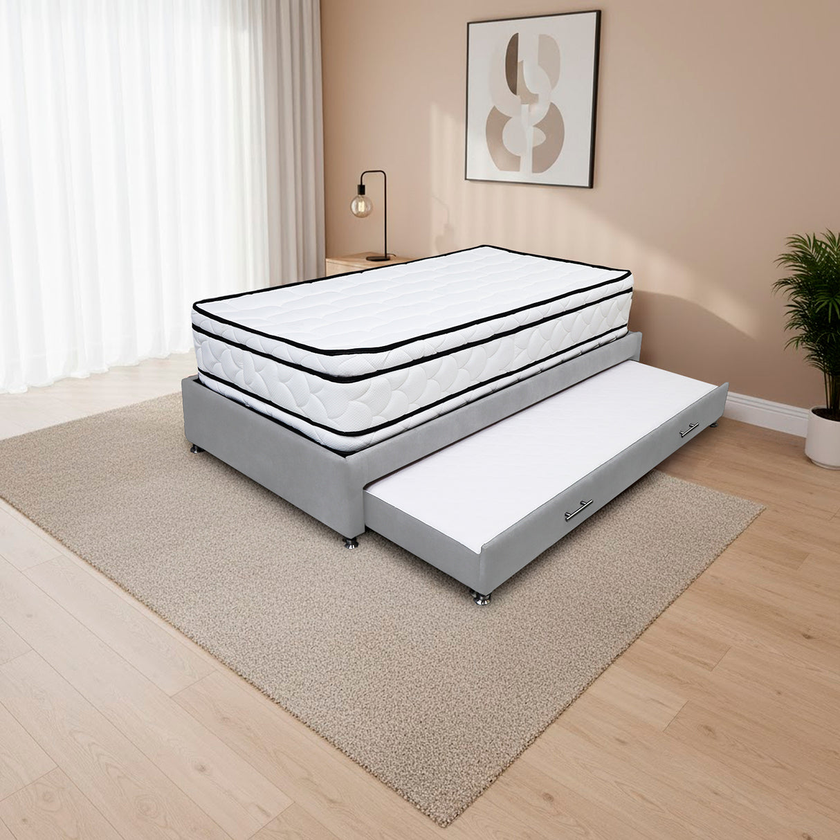 Combo Cama Tarima y Colchón Nube Gris Claro 120x35cm para Colchón Semidoble 120 X 190 Cm sin Cabecero