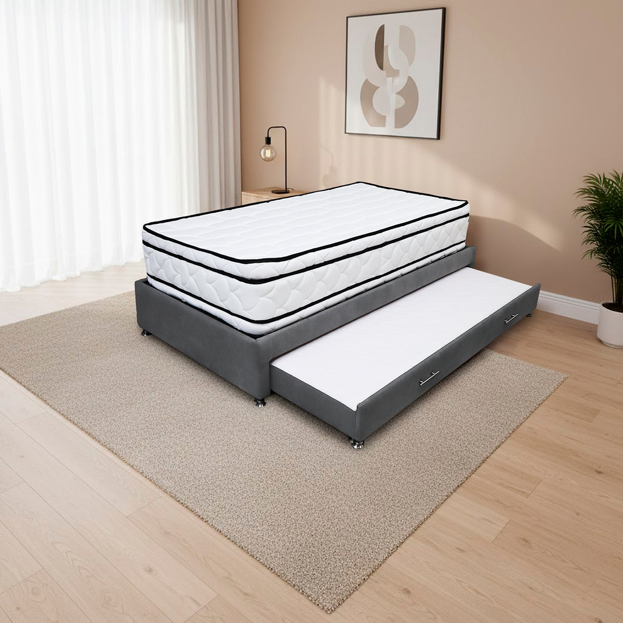 Combo Cama Tarima y Colchón Nube Gris Oscuro 140x35cm para Colchón Doble 140 X 190 Cm sin Cabecero