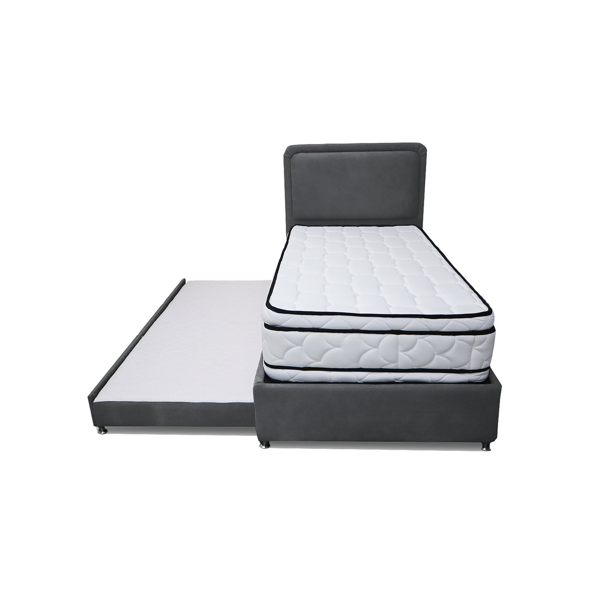 Combo Cama Tarima Nido y Cabecero Nube Gris Oscuro 100x35cm para Colchón Sencillo 100 X 190 Cm con Colchón