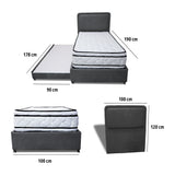 Combo Cama Tarima Nido y Cabecero Nube Gris Oscuro 100x35cm para Colchón Sencillo 100 X 190 Cm con Colchón