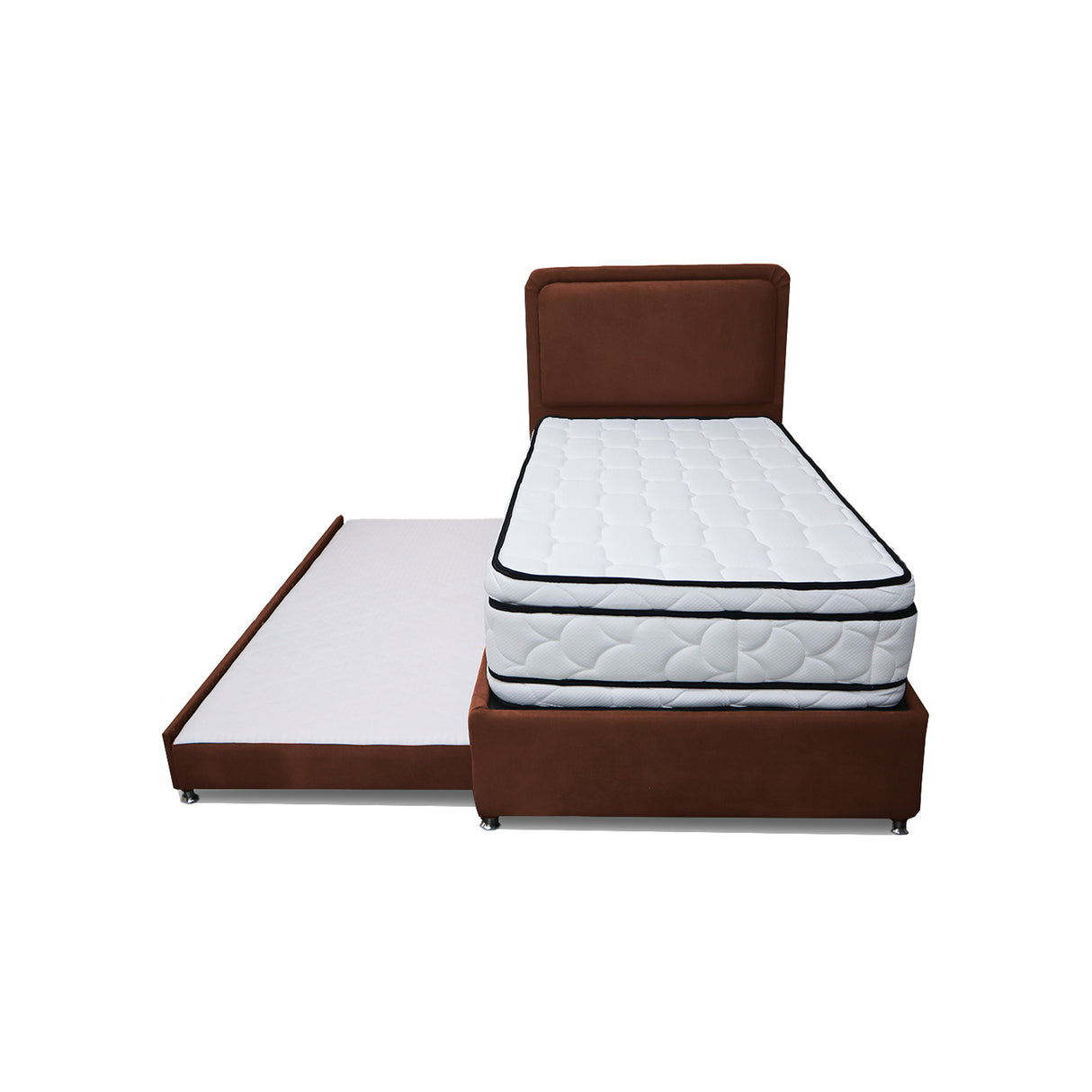 Combo Cama Tarima Nido y Cabecero Nube Marron 100x35cm para Colchón Sencillo 100 X 190 Cm con Colchón