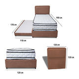 Combo Cama Tarima Nido y Cabecero Nube Camel 120x35cm para Colchón Semidoble 120 X 190 Cm con Colchón