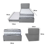 Combo Cama Tarima Nido y Cabecero Nube Gris Claro 120x35cm para Colchón Semidoble 120 X 190 Cm con Colchón