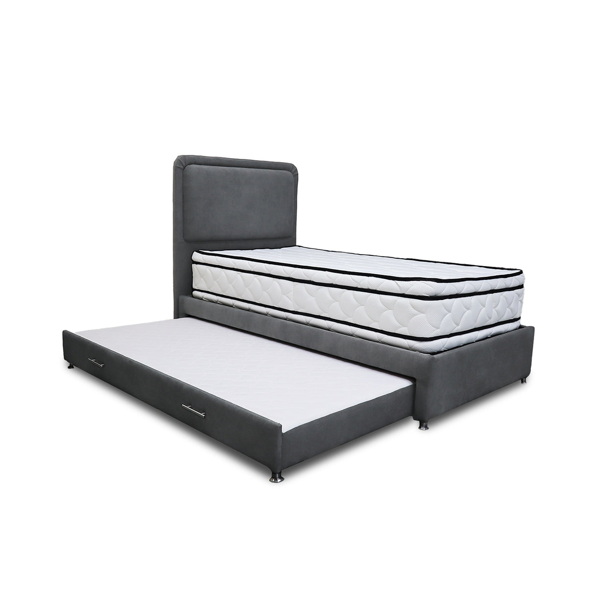 Combo Cama Tarima Nido y Cabecero Nube Gris Oscuro 120x35cm para Colchón Semidoble 120 X 190 Cm con Colchón