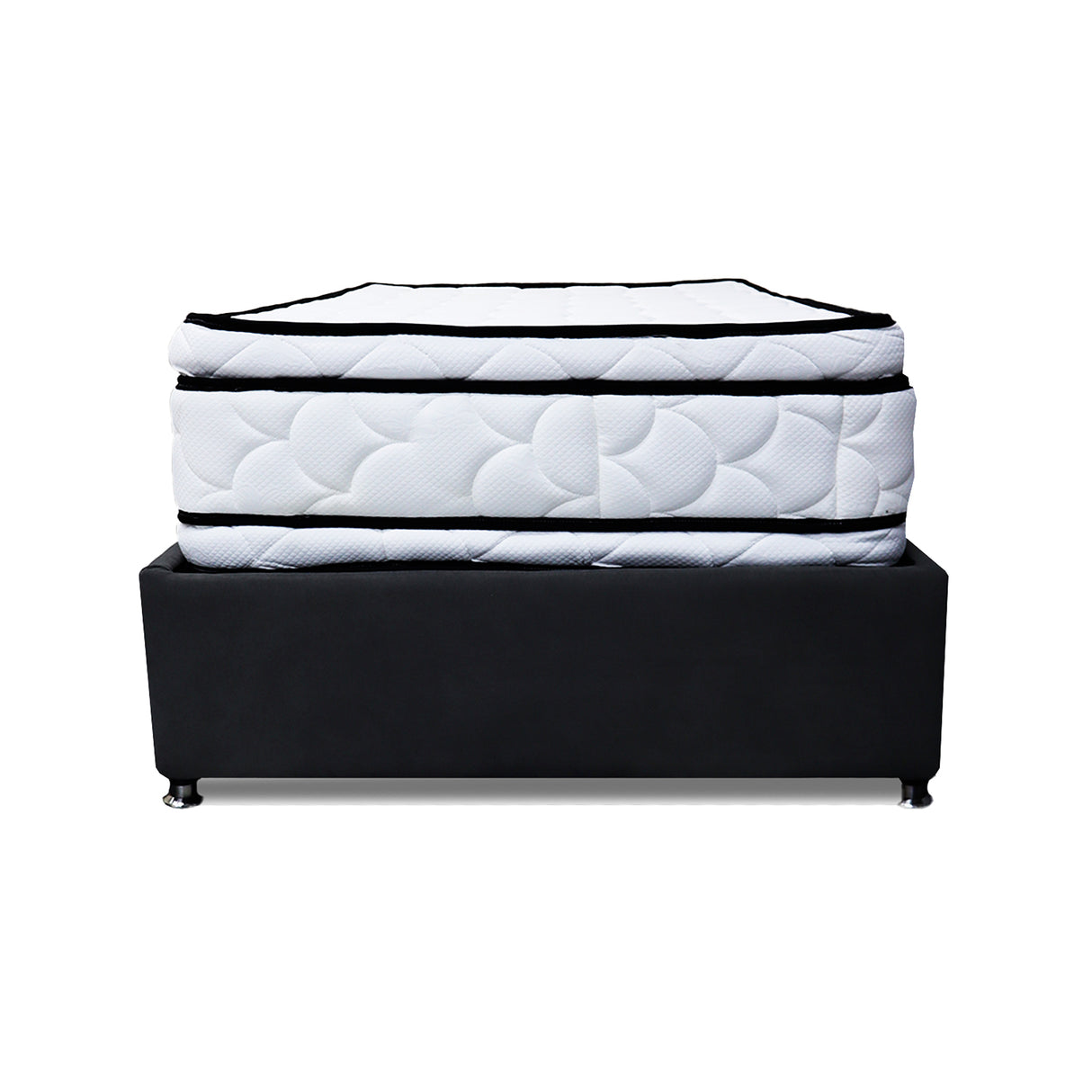 Combo Cama Tarima Nido y Cabecero Nube Negro 120x35cm para Colchón Semidoble 120 X 190 Cm con Colchón