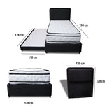 Combo Cama Tarima Nido y Cabecero Nube Negro 120x35cm para Colchón Semidoble 120 X 190 Cm con Colchón
