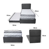 Combo Cama Tarima Nido y Cabecero Nube Gris Oscuro 140x35cm para Colchón Doble 140 X 190 Cm con Colchón