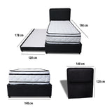 Combo Cama Tarima Nido y Cabecero Nube Negro 140x35cm para Colchón Doble 140 X 190 Cm con Colchón