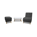 Combo Poltrona y Puff Milan Gris Oscuro 60x95cm de Dos Puestos sin Apoya Brazos