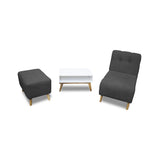 Combo Poltrona y Puff Milan Gris Oscuro 60x95cm de Dos Puestos sin Apoya Brazos