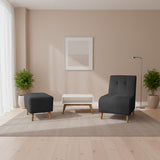 Combo Poltrona y Puff Milan Gris Oscuro 60x95cm de Dos Puestos sin Apoya Brazos