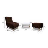Combo Poltrona y Puff Milan Marron 60x95cm de Dos Puestos sin Apoya Brazos