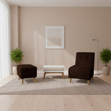 Combo Poltrona y Puff Milan Marron 60x95cm de Dos Puestos sin Apoya Brazos