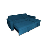 Sofá Cama Esquinero Marsella Azul Petróleo 210x95cm de Cinco Puestos Reclinable con Apoya Brazos