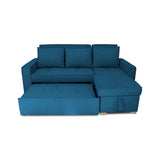 Sofá Cama Esquinero Marsella Azul Petróleo 210x95cm de Cinco Puestos Reclinable con Apoya Brazos