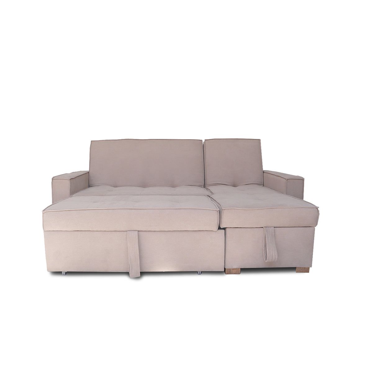 Sofá Cama Esquinero Marsella Beige 210x95cm de Cinco Puestos Reclinable con Apoya Brazos