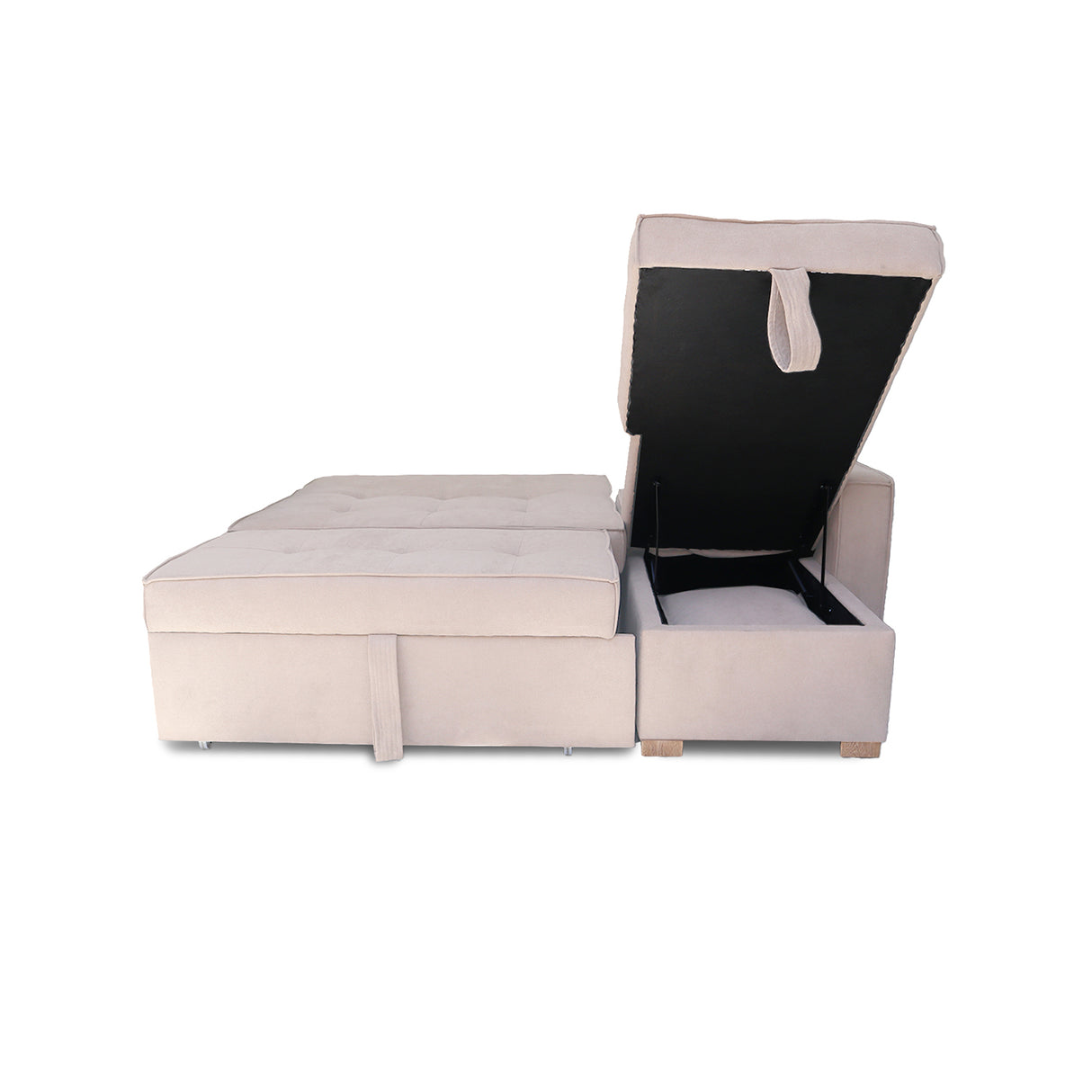 Sofá Cama Esquinero Marsella Beige 210x95cm de Cinco Puestos Reclinable con Apoya Brazos