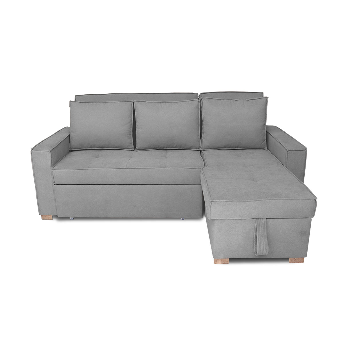 Sofá Cama Esquinero Marsella Gris 210x95cm de Cinco Puestos Reclinable con Apoya Brazos