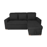 Sofá Cama Esquinero Marsella Negro 210x95cm de Cinco Puestos Reclinable con Apoya Brazos