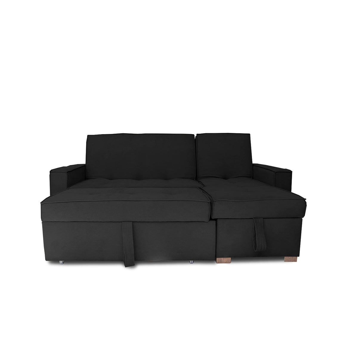 Sofá Cama Esquinero Marsella Negro 210x95cm de Cinco Puestos Reclinable con Apoya Brazos