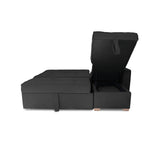 Sofá Cama Esquinero Marsella Negro 210x95cm de Cinco Puestos Reclinable con Apoya Brazos