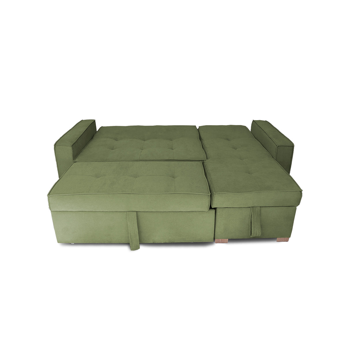 Sofá Cama Esquinero Marsella Verde 210x95cm de Cinco Puestos Reclinable con Apoya Brazos