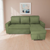 Sofá Cama Esquinero Marsella Verde 210x95cm de Cinco Puestos Reclinable con Apoya Brazos