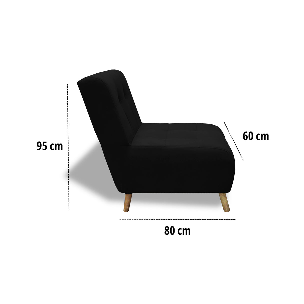 Poltrona Milan Negro 60x95cm de Un Puesto sin Apoya Brazos
