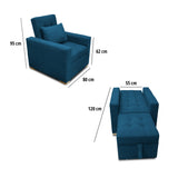 Poltrona Mood Azul Petróleo 80x95cm de Un Puesto Reclinable sin Apoya Brazos