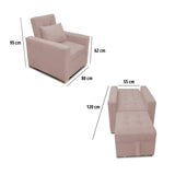 Poltrona Mood Beige 80x95cm de Un Puesto Reclinable sin Apoya Brazos