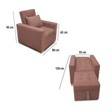 Poltrona Mood Camel 80x95cm de Un Puesto Reclinable sin Apoya Brazos