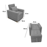 Poltrona Mood Gris 80x95cm de Un Puesto Reclinable sin Apoya Brazos