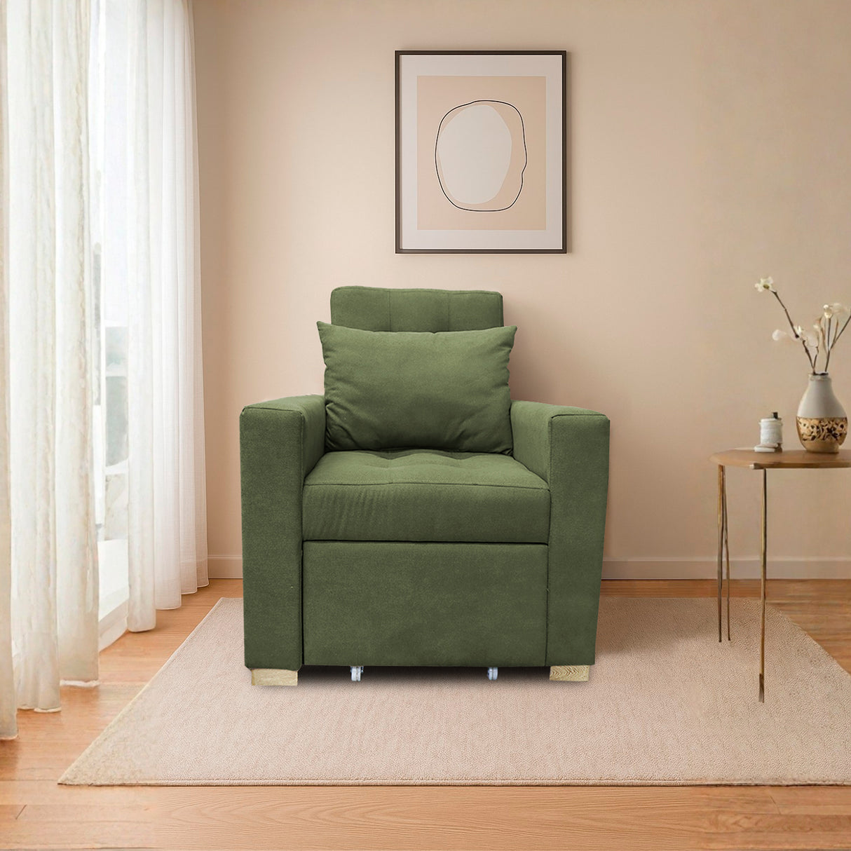 Poltrona Mood Verde 80x95cm de Un Puesto Reclinable sin Apoya Brazos