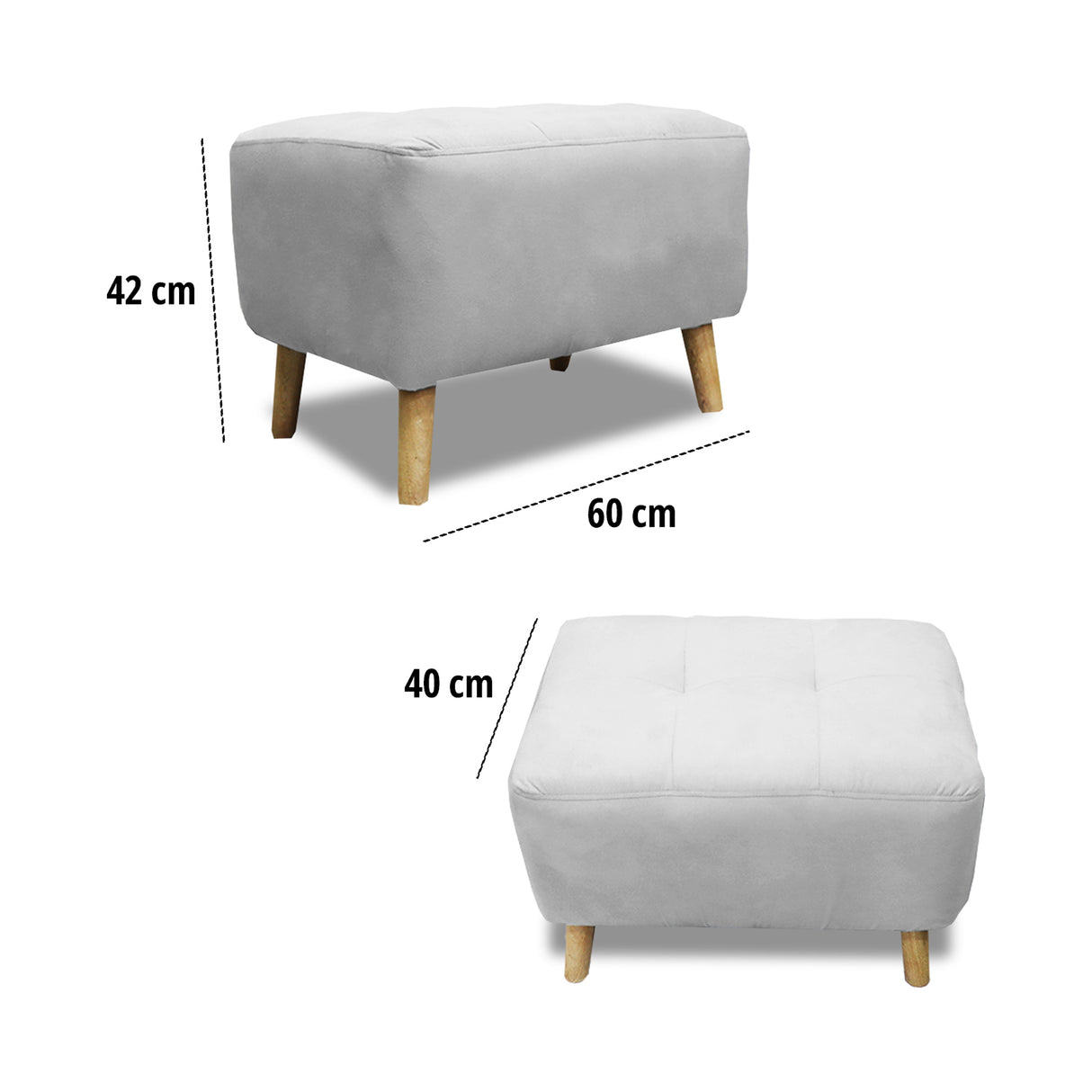 Puff Milan Plata 60x42cm de Un Puesto sin Apoya Brazos