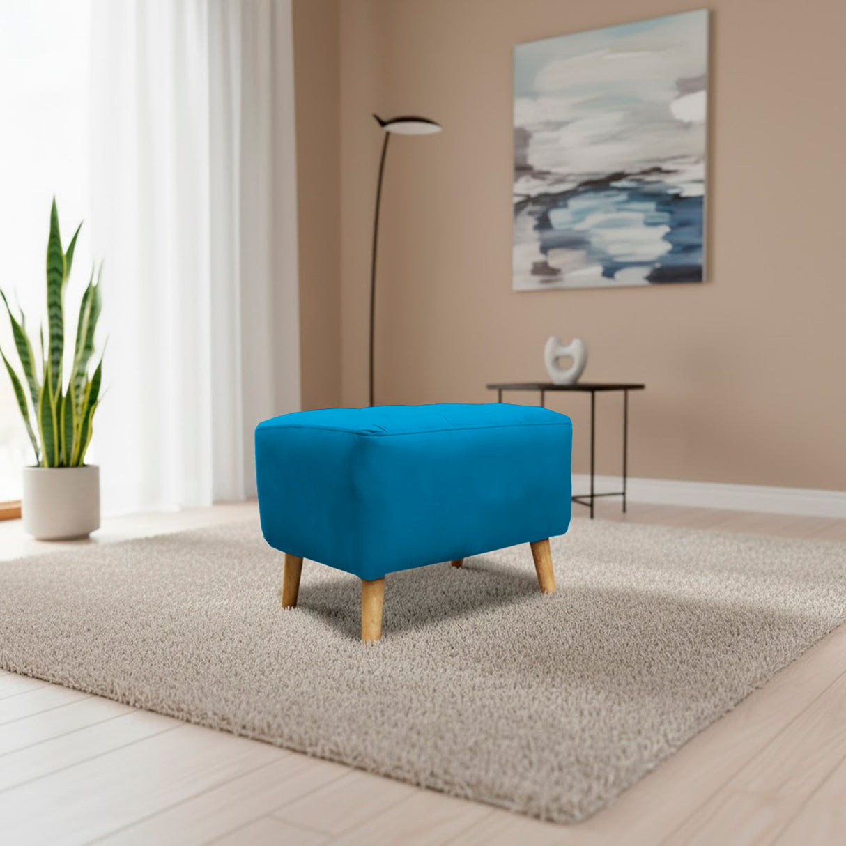 Puff Milan Turquesa 60x42cm de Un Puesto sin Apoya Brazos