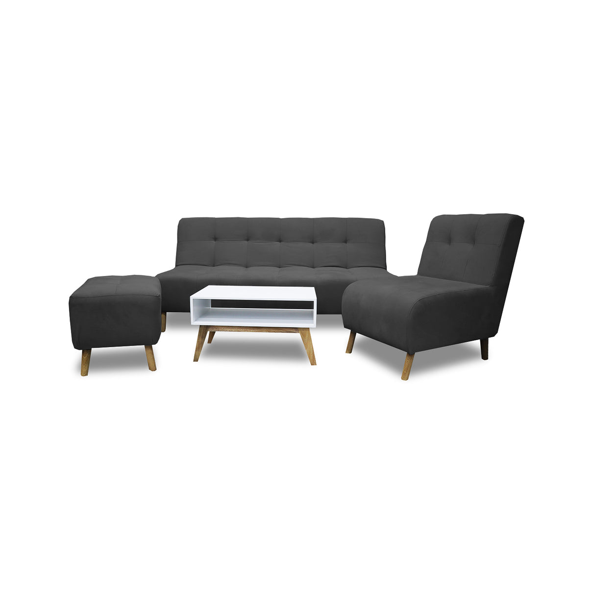 Sala Milan Gris Oscuro 160x95cm de Cinco Puestos sin Apoya Brazos