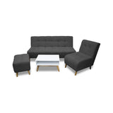 Sala Milan Gris Oscuro 160x95cm de Cinco Puestos sin Apoya Brazos