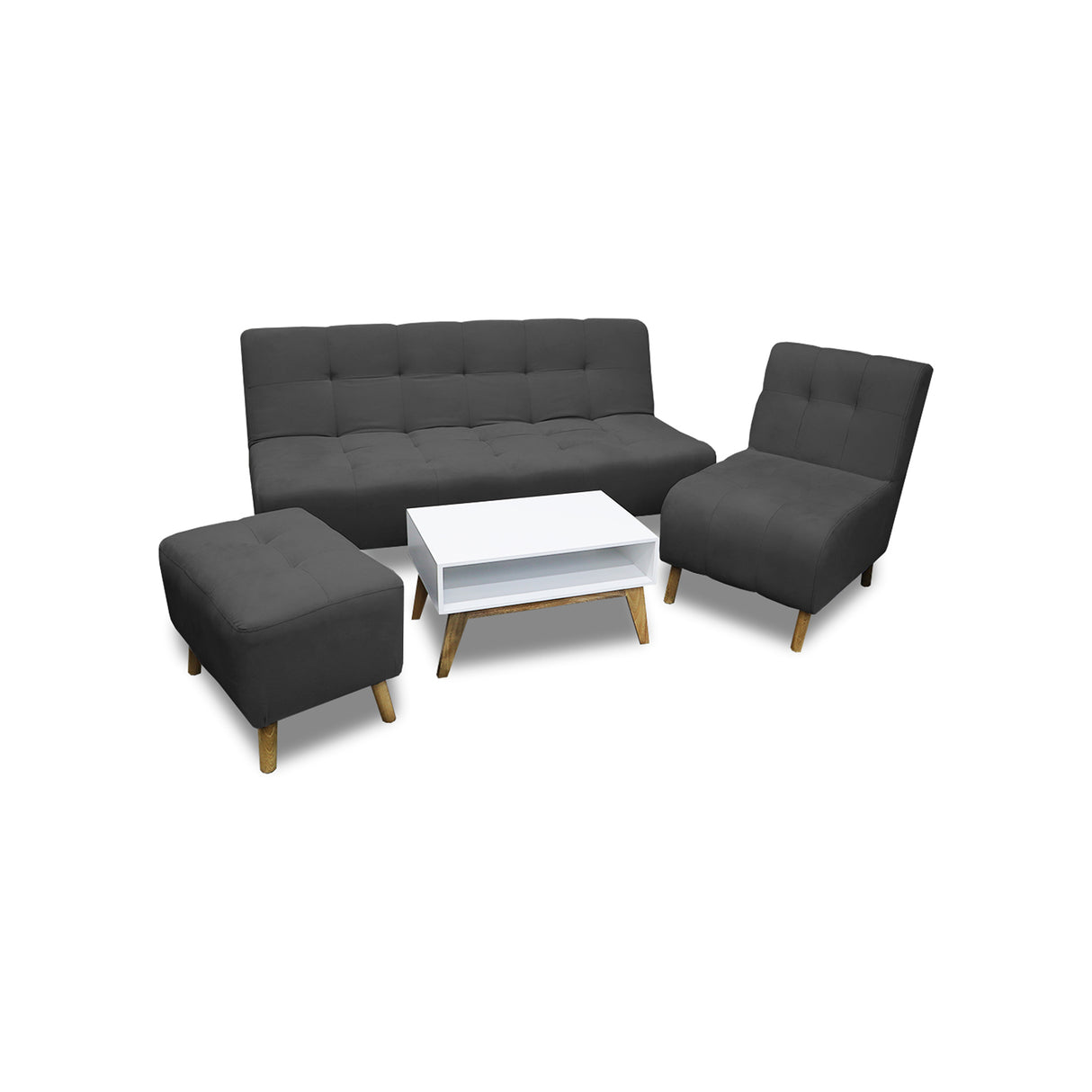 Sala Milan Gris Oscuro 160x95cm de Cinco Puestos sin Apoya Brazos