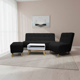 Sala Milan Negro 160x95cm de Cinco Puestos sin Apoya Brazos