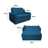 Sofacama Nube Azul Petróleo 120x95cm de Dos Puestos Reclinable con Apoya Brazos