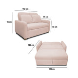 Sofacama Nube Beige 120x95cm de Dos Puestos Reclinable con Apoya Brazos
