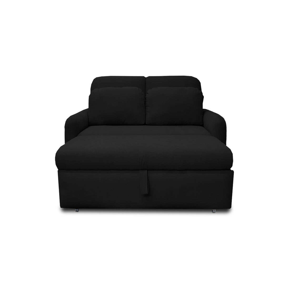 Sofacama Nube Negro 120x95cm de Dos Puestos Reclinable con Apoya Brazos